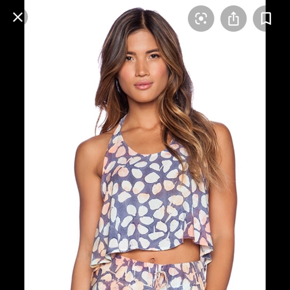 Blue Life Halter crop top in cactus flower